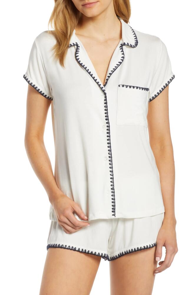 Eberjey Whipstitch Jersey Short Pajamas in Ivory/Navy Cover