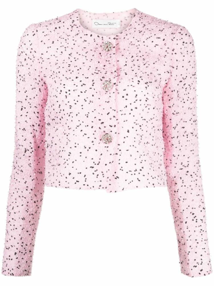 Oscar de la Renta round-neck fil-coupé jacket - Pink Cover