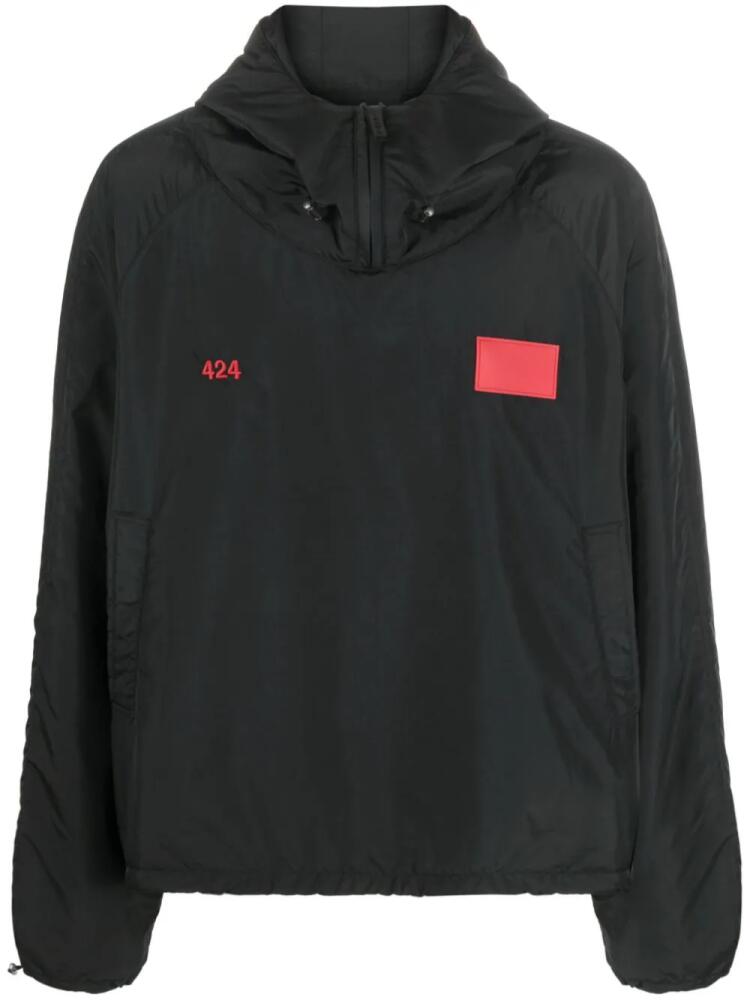 424 logo-patch drawstring hooded jacket - Black Cover