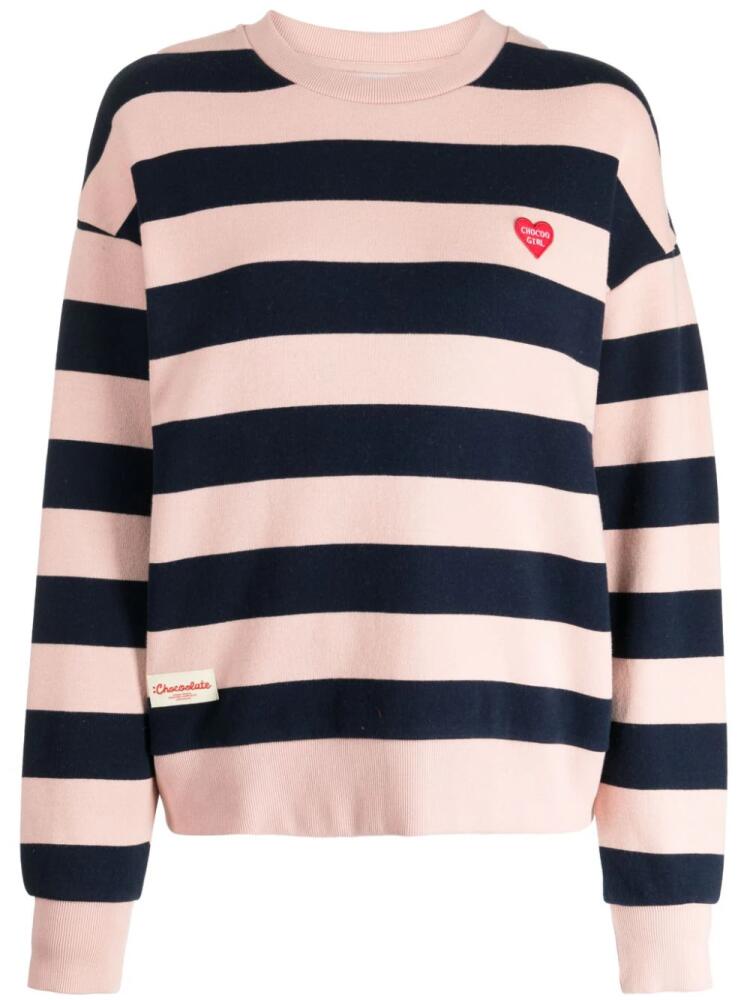 CHOCOOLATE logo-patch striped jumper - Pink Cover