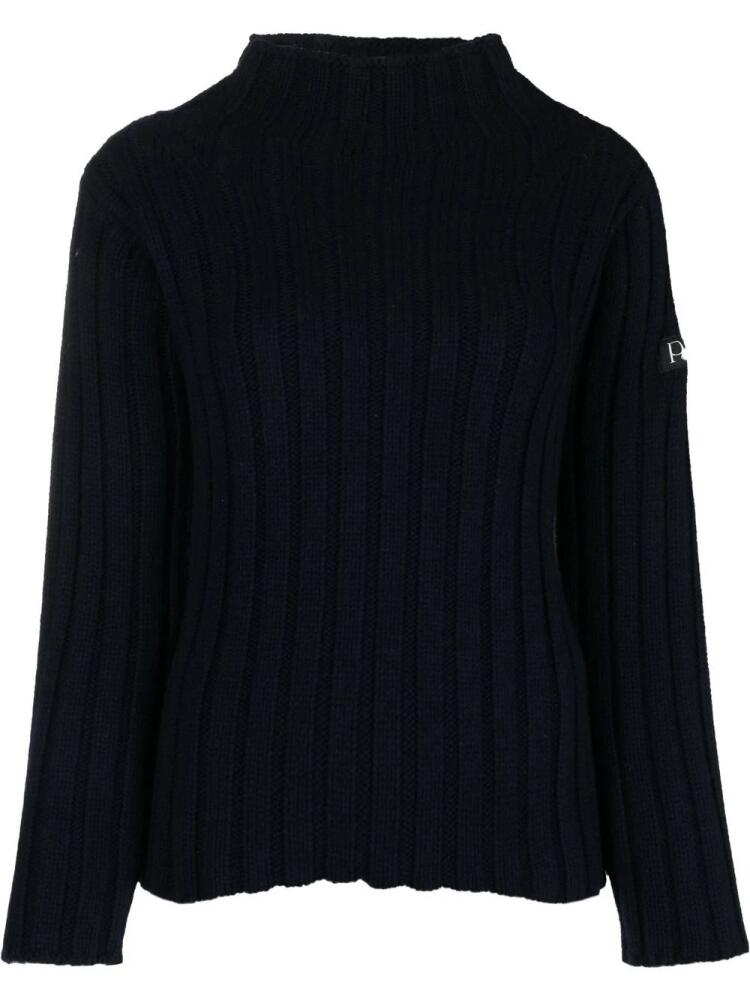 Patou logo-patch ribbed-knit jumper - Blue Cover