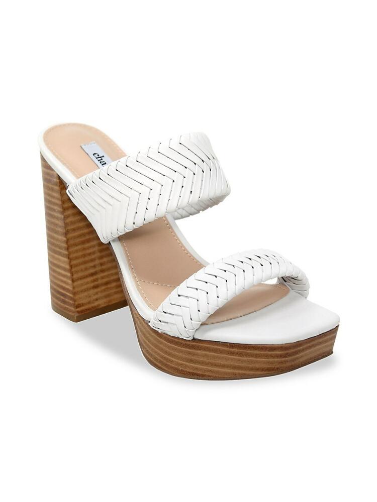 Charles David Women's Intro Block-Heel Leather Sandals - White Cover