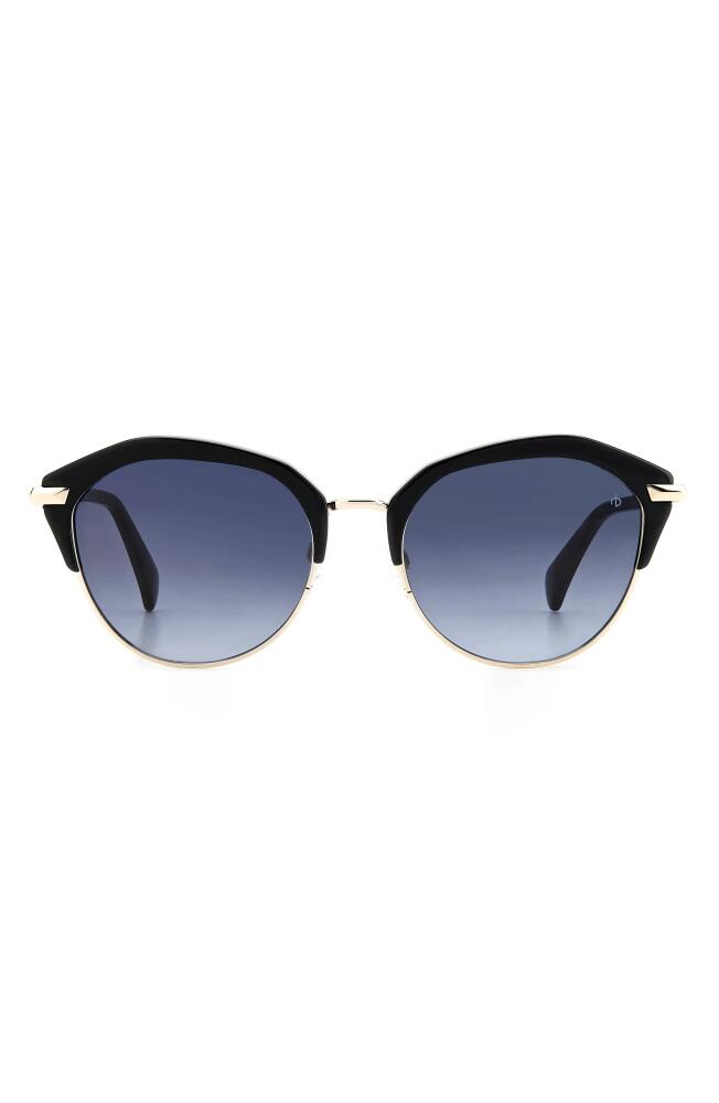 rag & bone 55mm Gradient Round Sunglasses in Black/Grey Shaded Cover