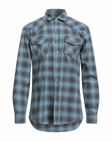 Grey Daniele Alessandrini Man Shirt Pastel blue Cotton Cover