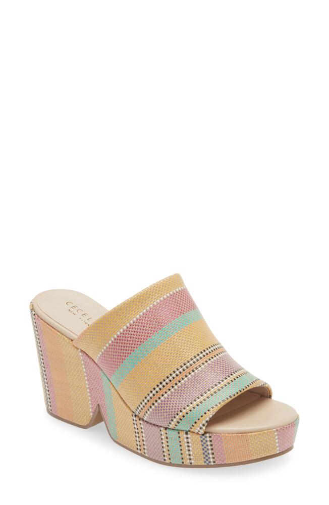 Cecelia New York Frost Wedge Slide Sandal in Beige Multi Raffia Cover