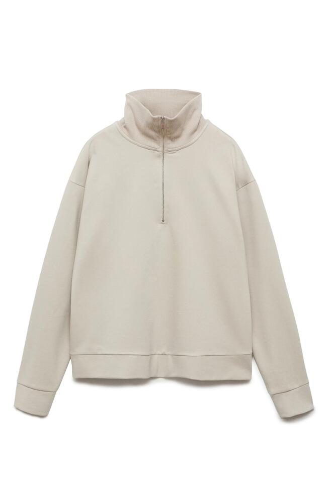 MANGO Quarter Zip Sweatshirt in Light/Pastel Grey Cover