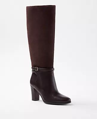 Ann Taylor Leather & Suede Pull On Knee High Boots Cover