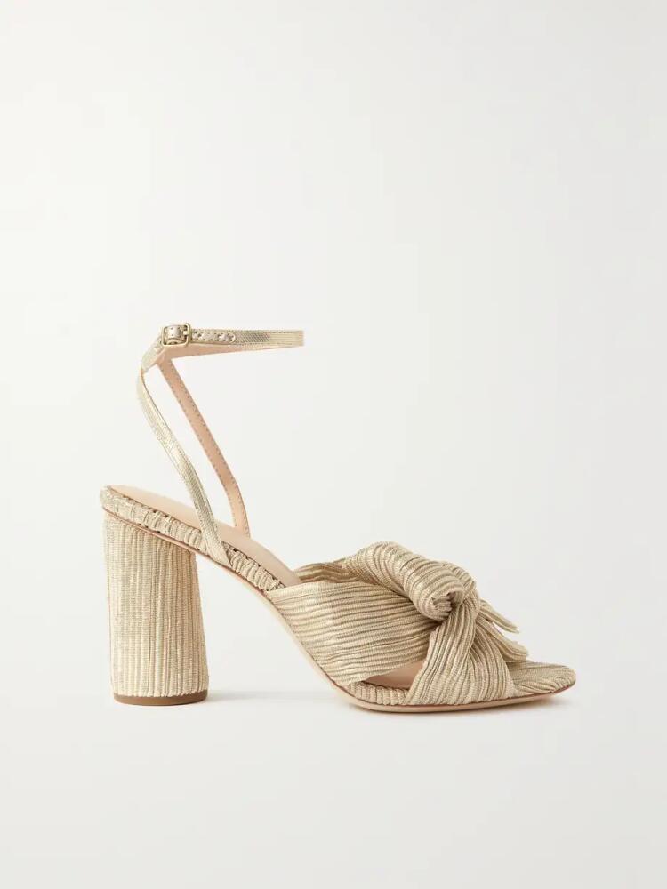 Loeffler Randall - Camellia Bow-embellished Metallic Lamé Sandals - Silver Cover