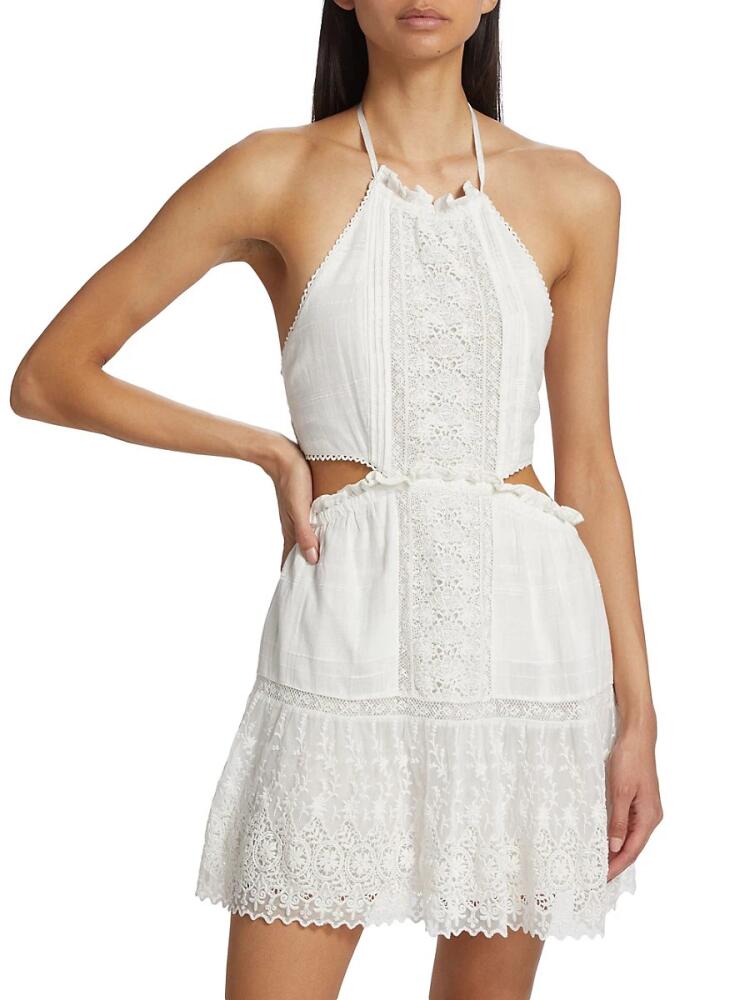 LoveShackFancy Women's Kesia Lace A-Line Mini Dress - White Cover