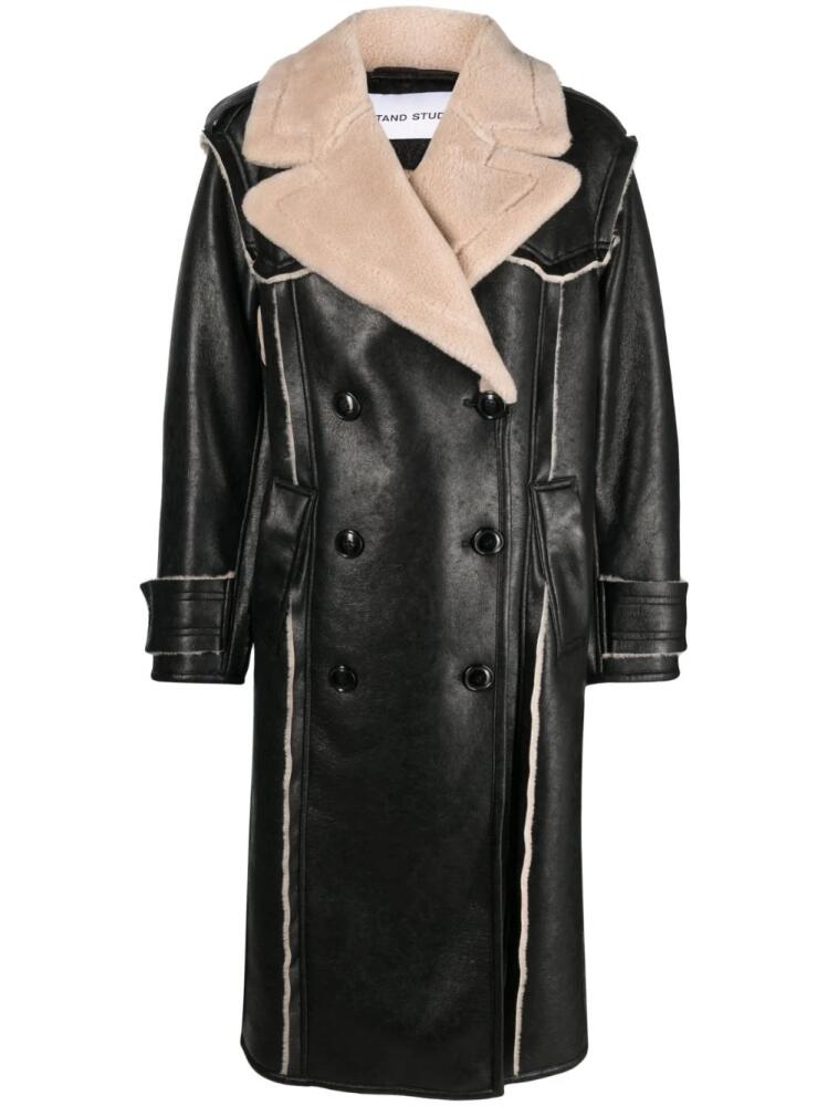 STAND STUDIO Frankie double-breasted faux-leather coat - Black Cover