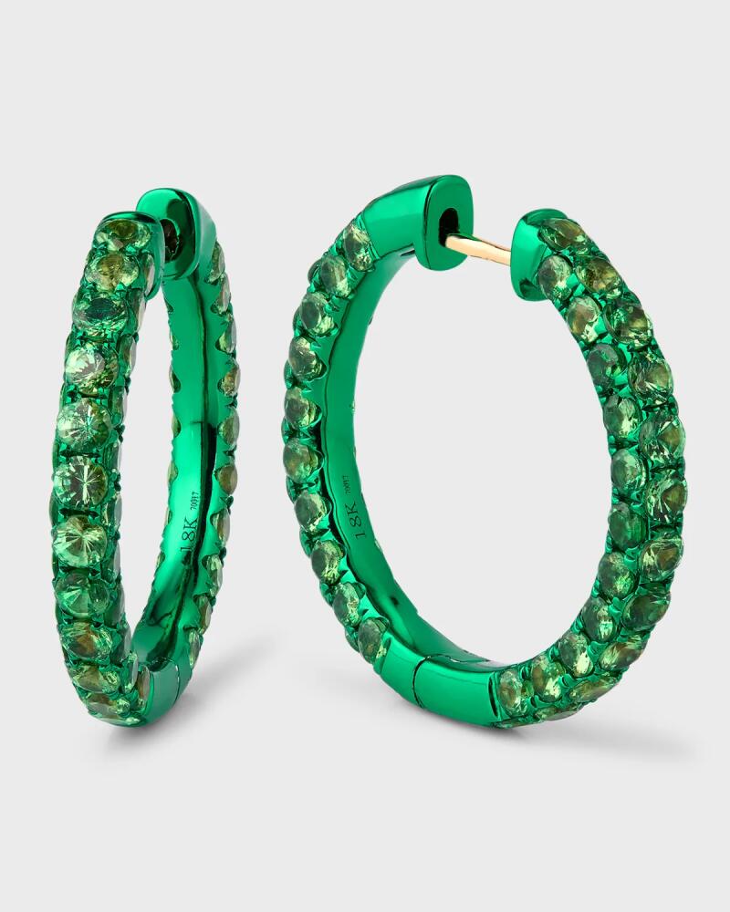 Graziela Gems 3-Sided Tsavorite and Rhodium Hoop Earrings Cover