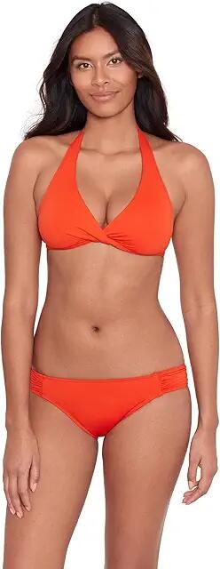 Lauren Ralph Lauren Beach Club Solids Twist Halter Bikini Top (Orange) Women's Swimwear Cover