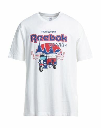 Reebok Man T-shirt White Cotton, Elastane Cover