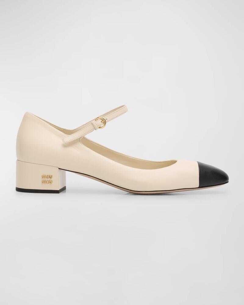 Miu Miu Bicolor Leather Mary Jane Ballerina Pumps Cover