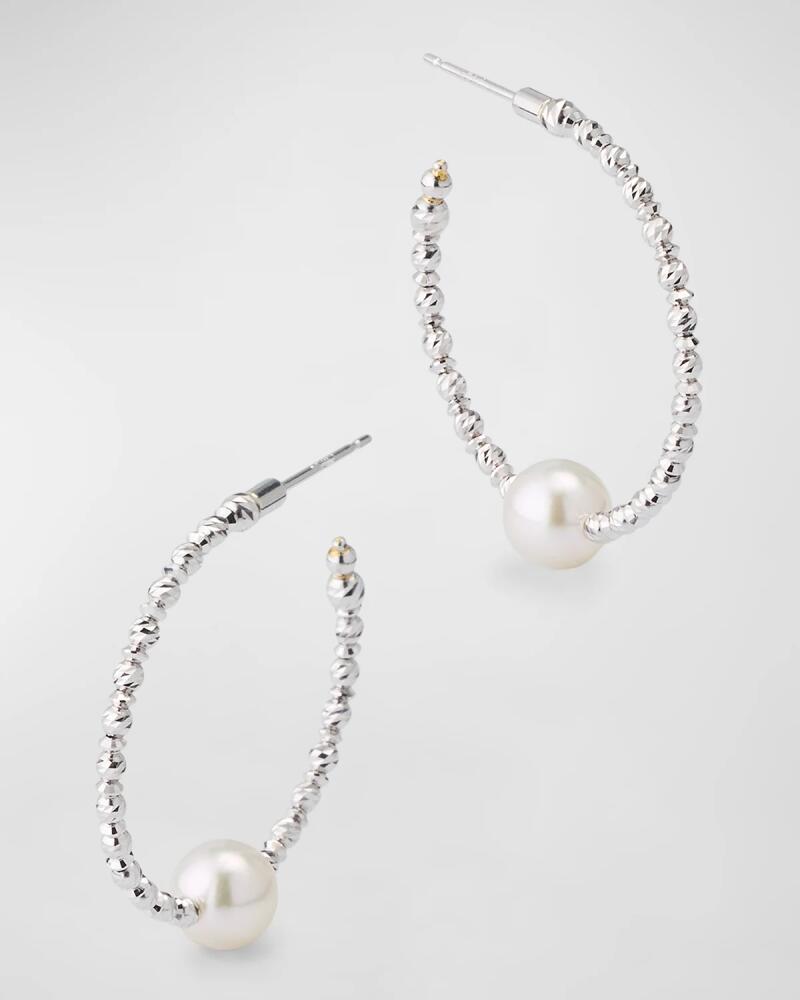 Pearls By Shari 18K White Gold Small Akoya Pearl Hoop Earrings Cover