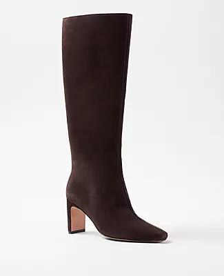 Ann Taylor High Blade Heel Suede Boots Cover