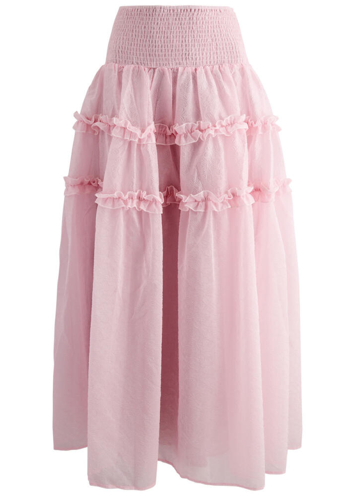 Sister Jane Brooke Ruffled Floral-jacquard Organza Skirt - Light Pink Cover