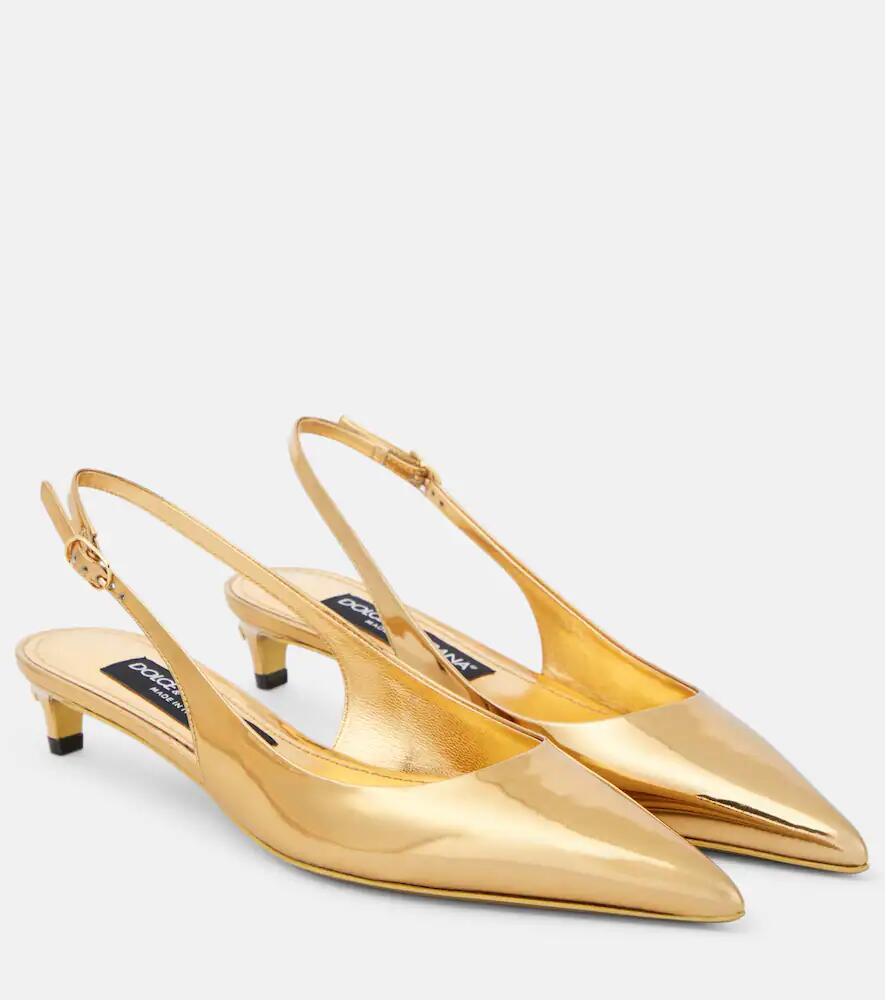 Dolce & Gabbana Metallic patent leather slingback pumps Cover