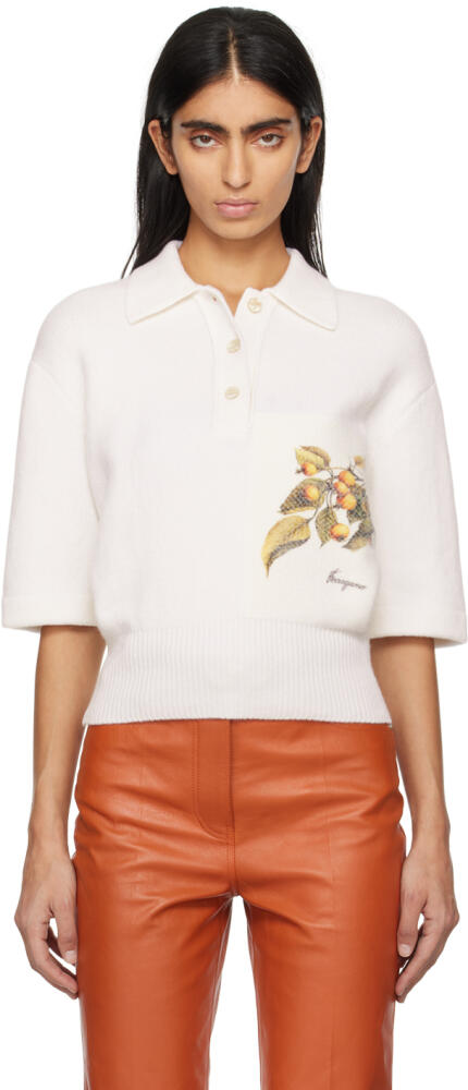 Ferragamo Off-White Floral Polo Cover