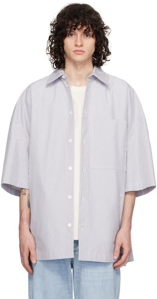 Bottega Veneta Gray & White Striped Shirt Cover