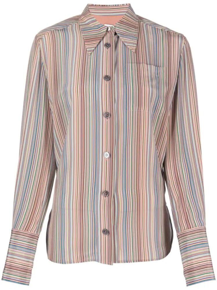 Paul Smith chest-pocket striped silk shirt - Neutrals Cover