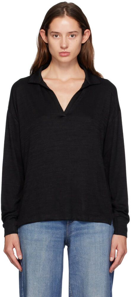 rag & bone Black 'The Knit V-Neck' Polo Cover