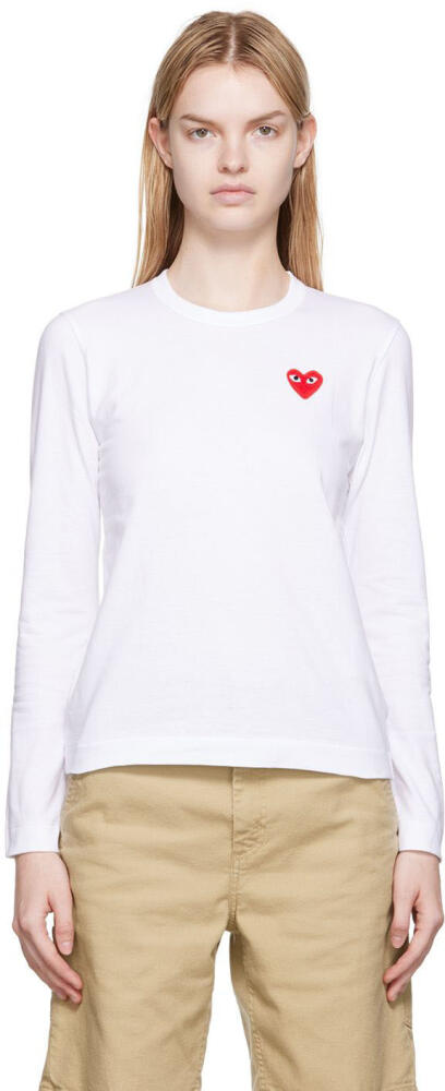 COMME des GARÇONS PLAY White Heart Patch Long Sleeve T-Shirt Cover