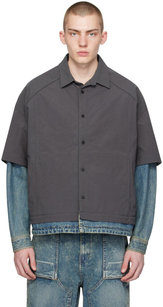 Juun.J Gray & Indigo Layered Shirt Cover