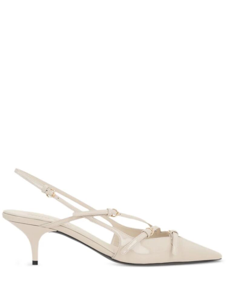 Miu Miu buckled patent slingback pumps - Neutrals Cover