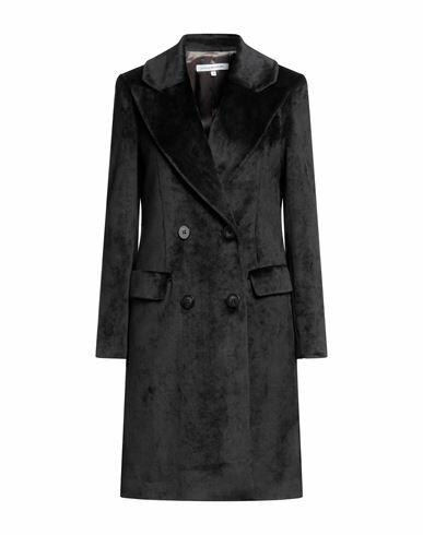 La Fille Des Fleurs Woman Coat Black Cotton, Polyester, Elastane Cover