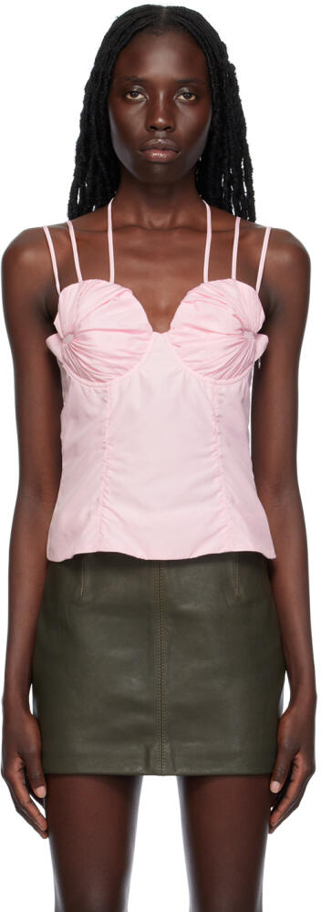 FIDAN NOVRUZOVA Pink Gathered Tank Top Cover