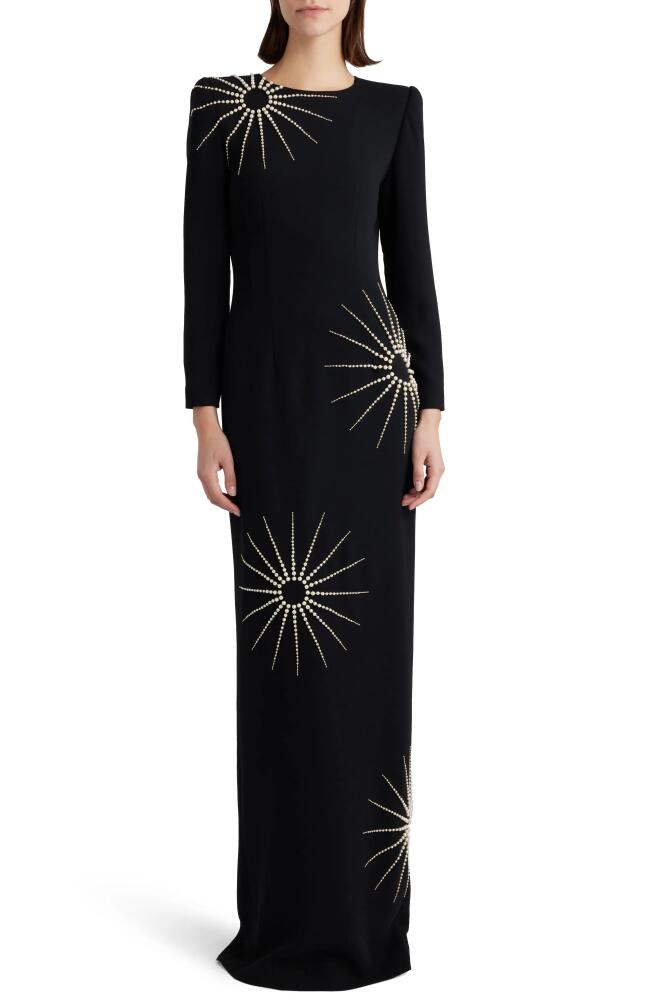 Dries Van Noten Dalista Burst Embellished Long Sleeve Gown in Black 900 Cover