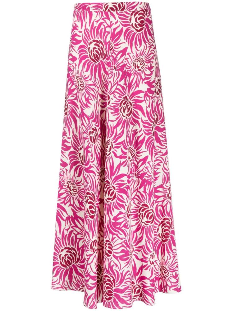 DVF Diane von Furstenberg floral-print fluted skirt - Pink Cover