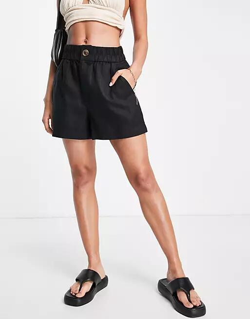 & Other Stories relaxed linen shorts in black Cover