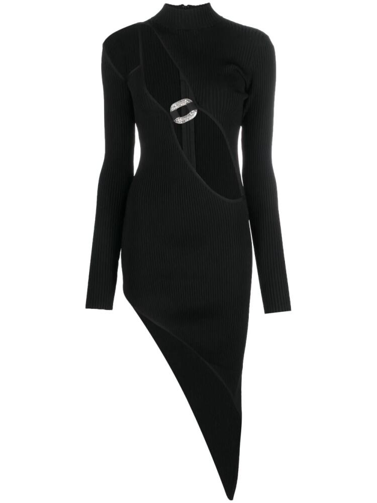 David Koma asymmetric cut-out ribbed dress - Black Cover