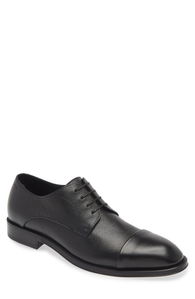 BOSS Derrek Pebbled Cap Toe Derby in Black Cover