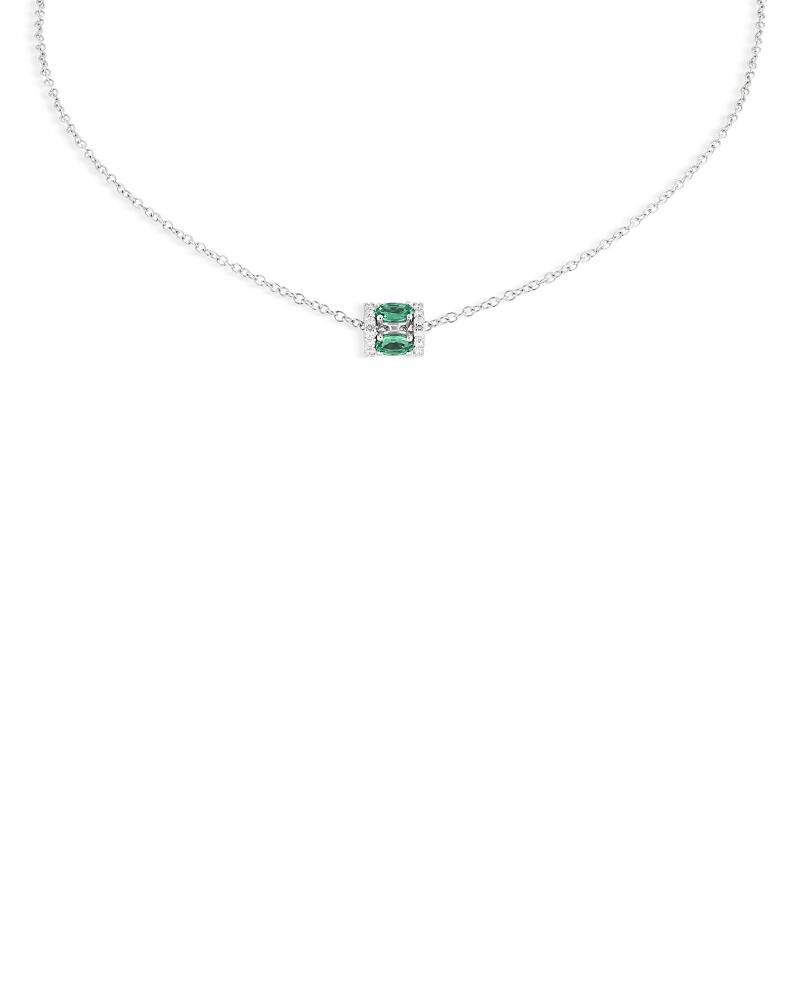 Miseno Jewelry 18K White Gold Procida Emerald & Diamond Cylindrical Pendant Necklace, 16-18 Cover