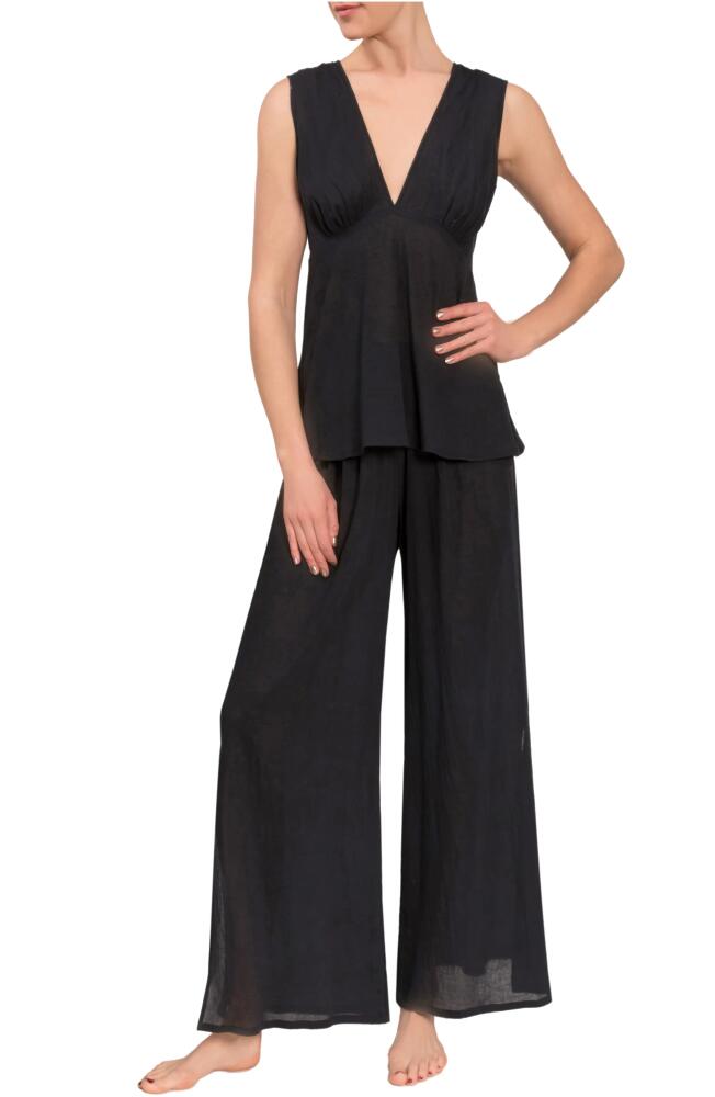 Everyday Ritual Deep V Wide Leg Pajamas in Black Cover