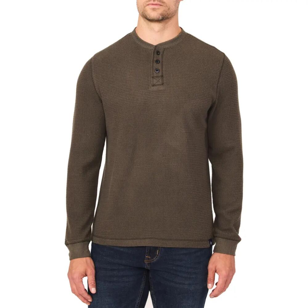 Rainforest The Fireside Waffle Knit Henley in Olive Cover