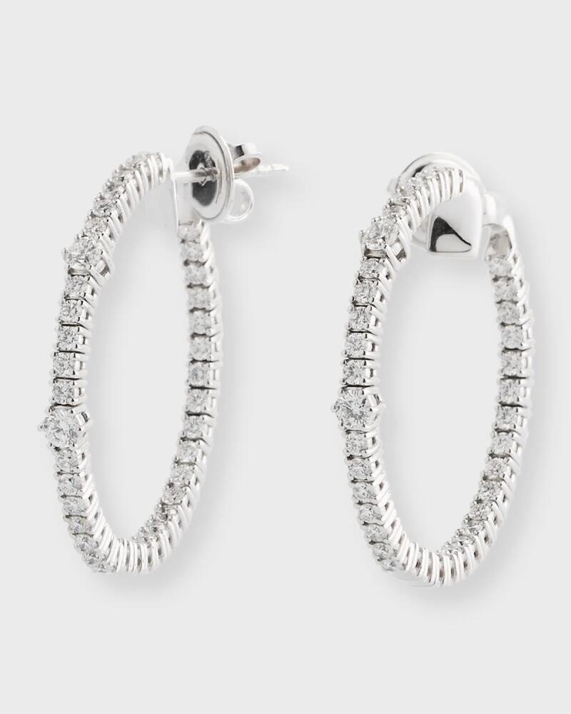 ZYDO 18K White Gold Hoop Earrings with Diamonds, 1.81tcw Cover