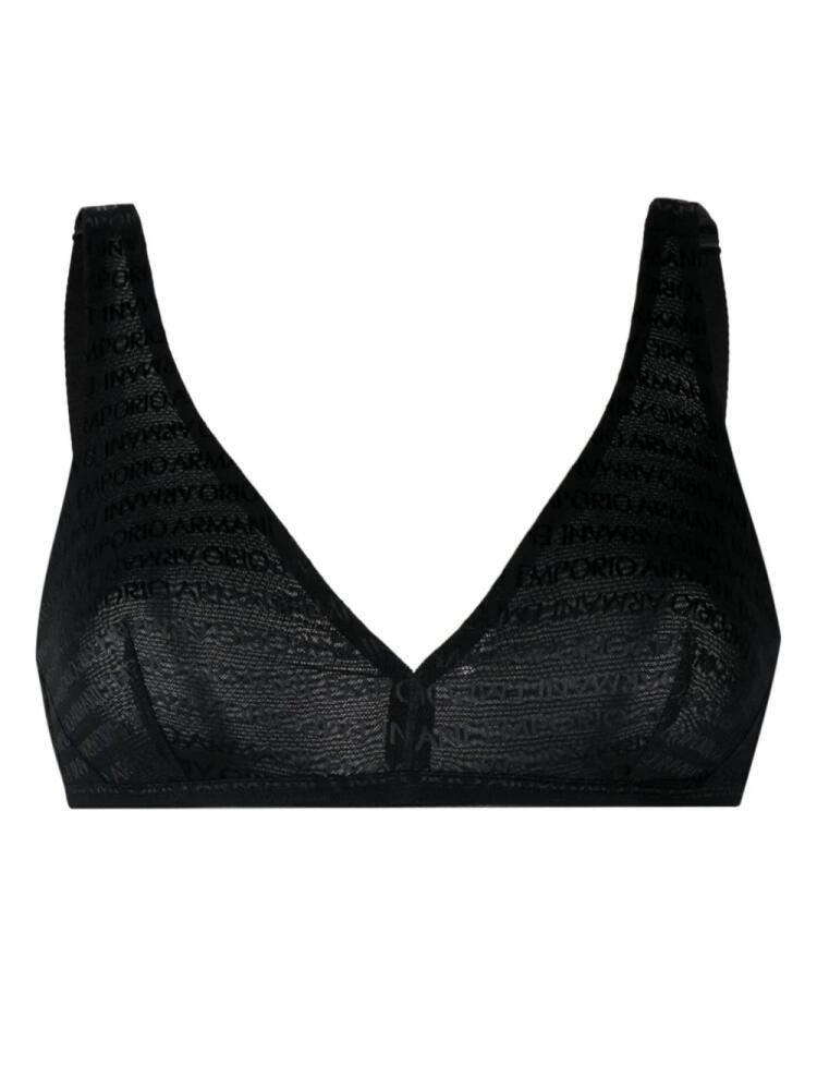 Emporio Armani logo-jacquard triangle bralette - Black Cover