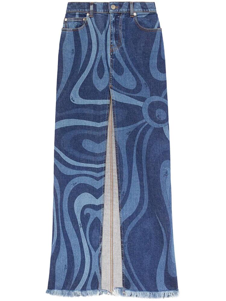 PUCCI Marmo-print denim skirt - Blue Cover