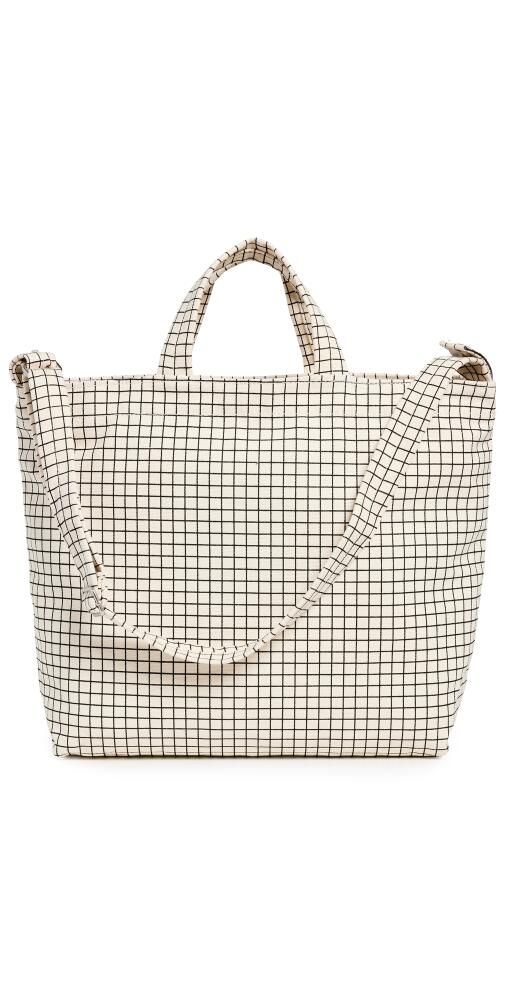 BAGGU Horizontal Zip Duck Bag Natural Grid Cover