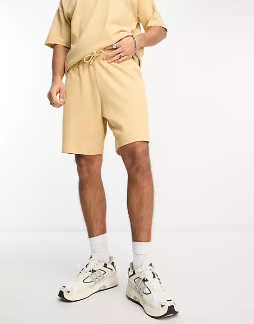 New Look waffle shorts in stone-Neutral Cover