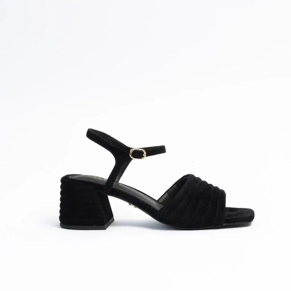 Cecelia New York Mary Block Heel Sandal in Blacksuede Cover