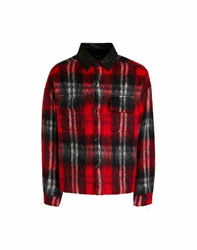 Amiri Man Shirt Red Mohair wool, Wool, Nylon, Leather Cover