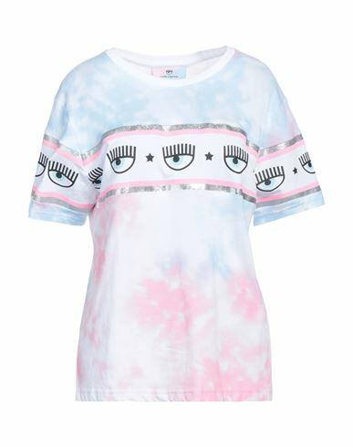 Chiara Ferragni Woman T-shirt Azure Cotton, Elastane Cover