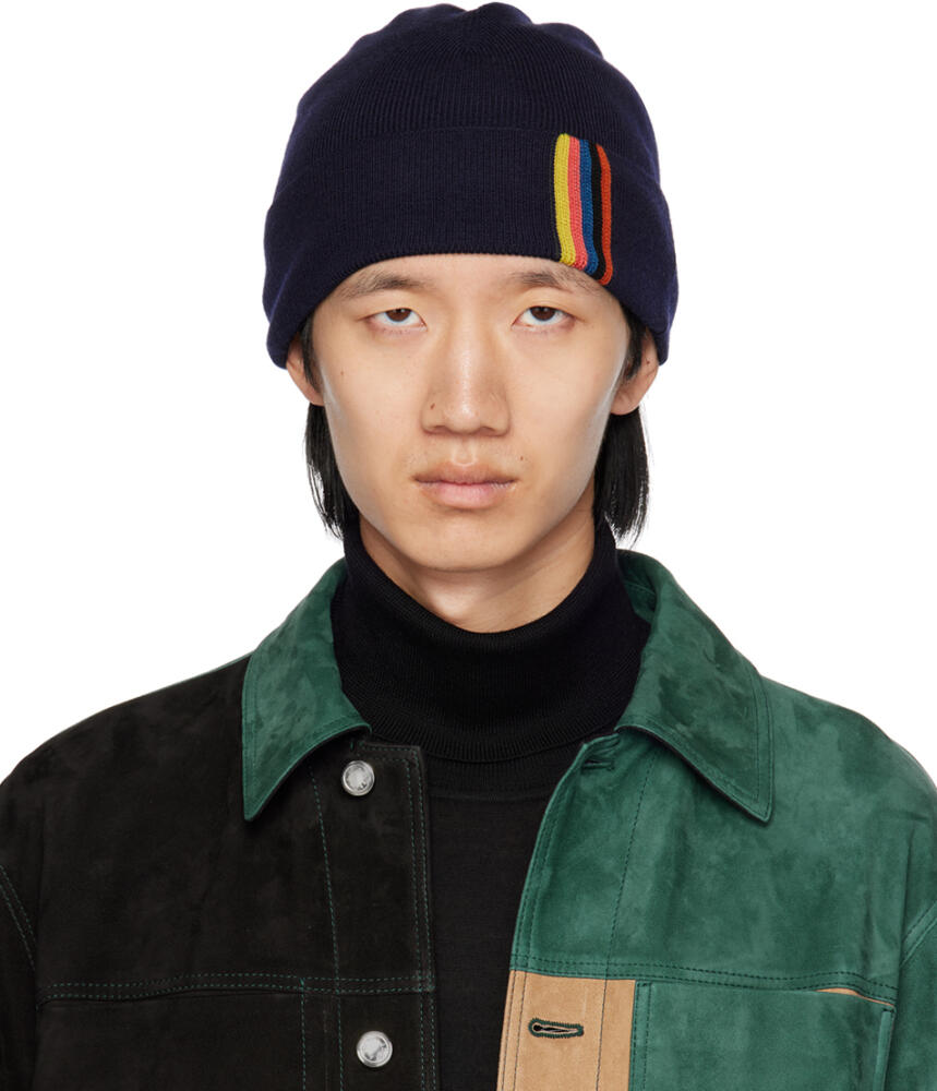 Paul Smith Navy Artist Stripe Beanie Cover