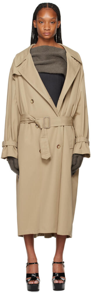 Moschino Beige Notched Lapel Trench Coat Cover