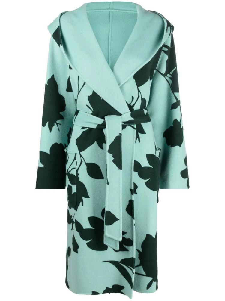 P.A.R.O.S.H. floral-print wool coat - Blue Cover